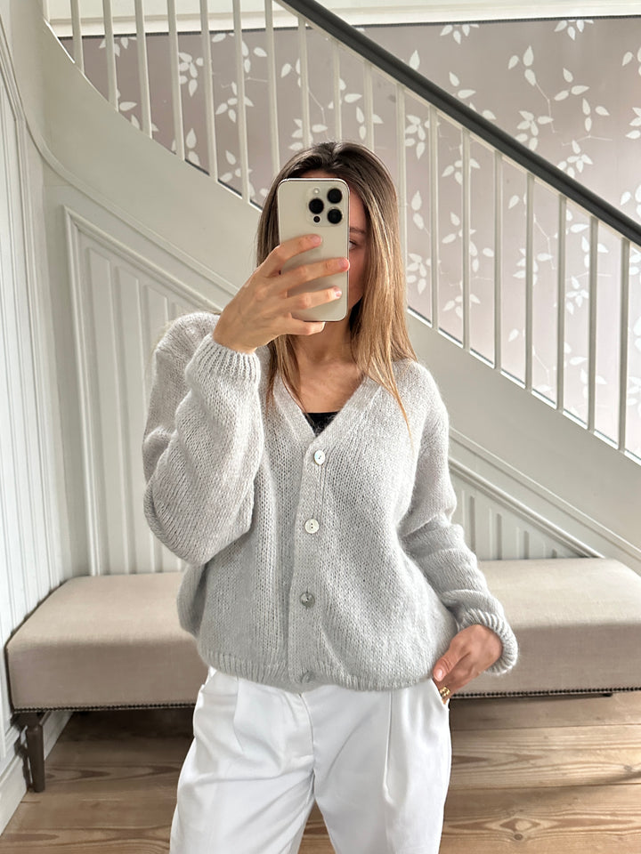 Belle Mohair Cardigan - Lysegrå