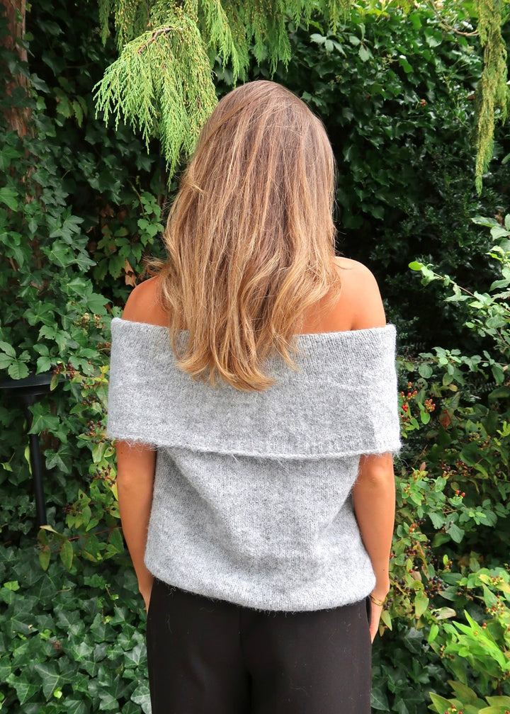 Off shoulder sweater - lysegrå