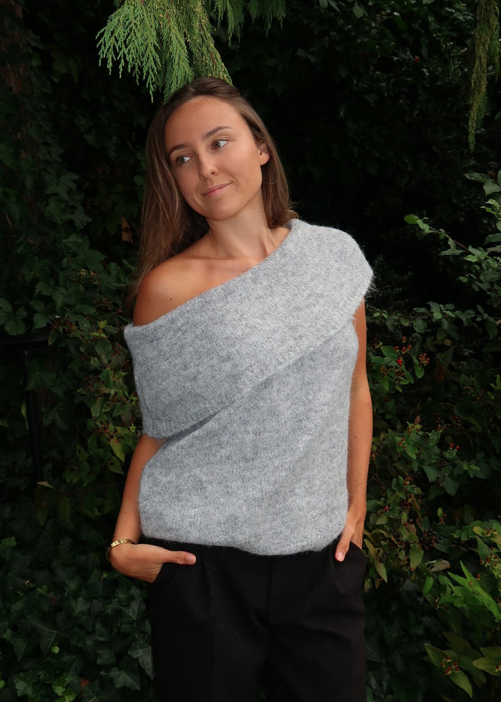 Off shoulder sweater - lysegrå