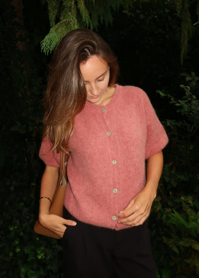 Short-sleeved cardigan - Old pink