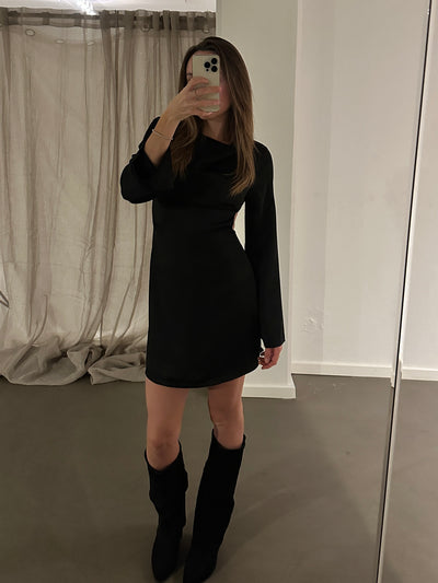 Open tie back dress - Black