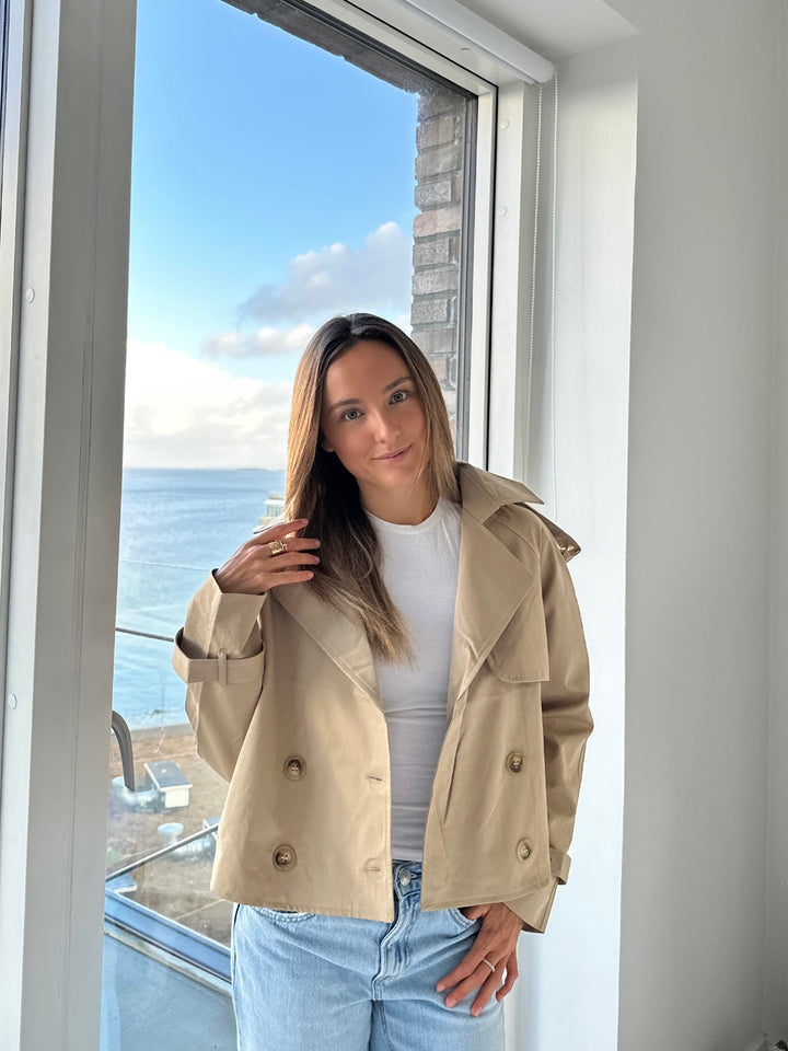 Kort Trench Coat - Beige