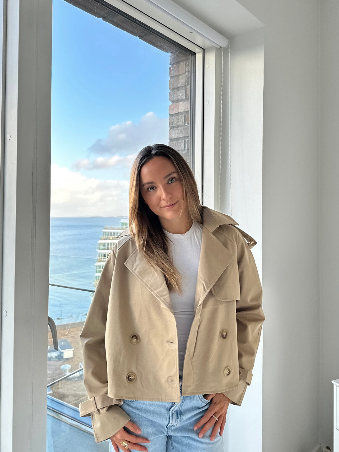 Kort Trench Coat - Beige