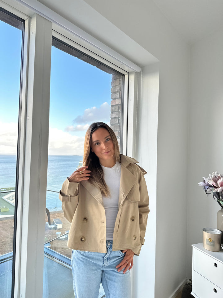 Kort Trench Coat - Beige