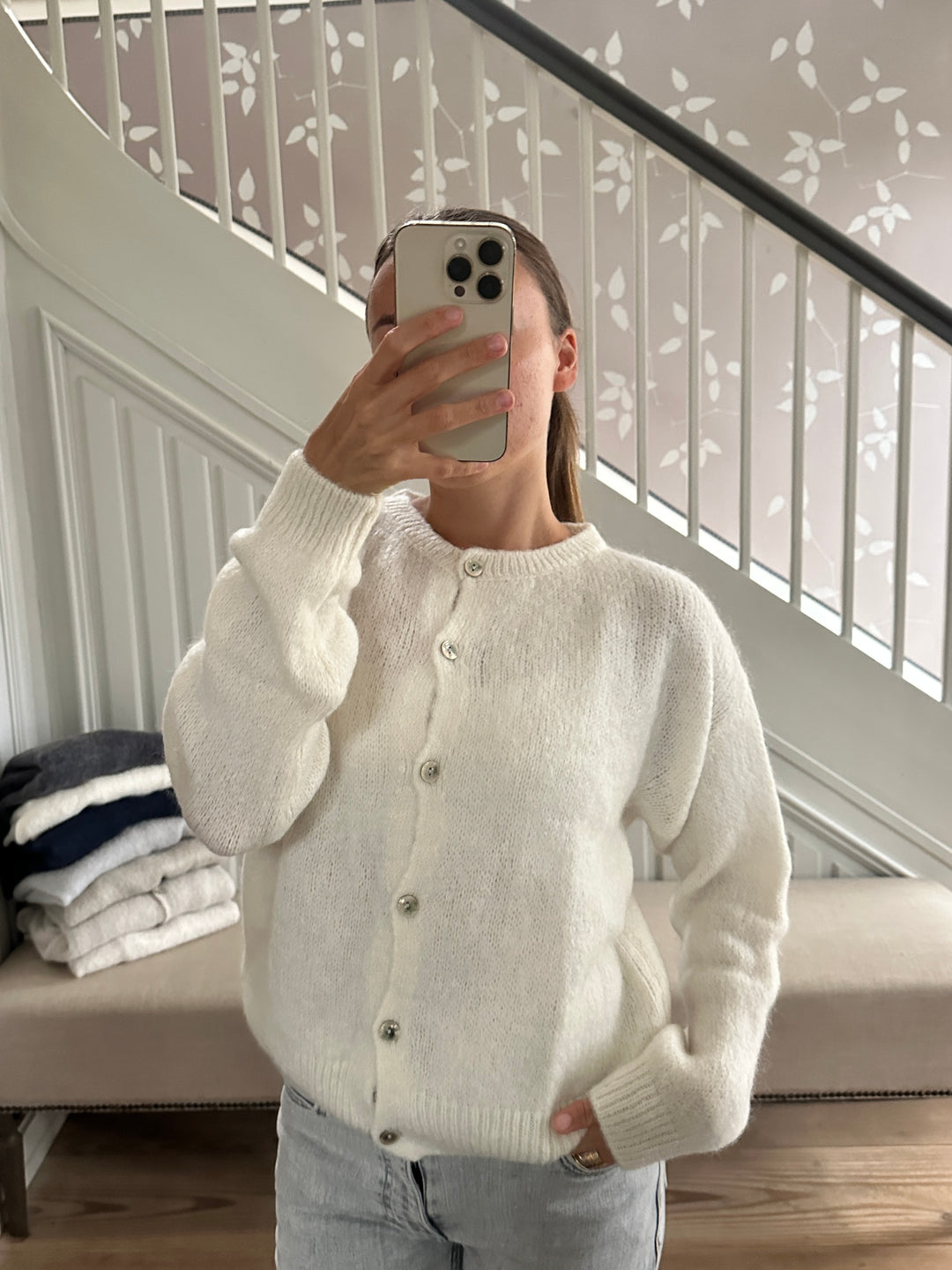 Alpaca cardigan - Hvid