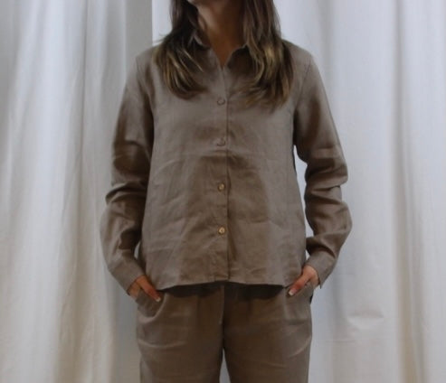 Linen shirt golden brown