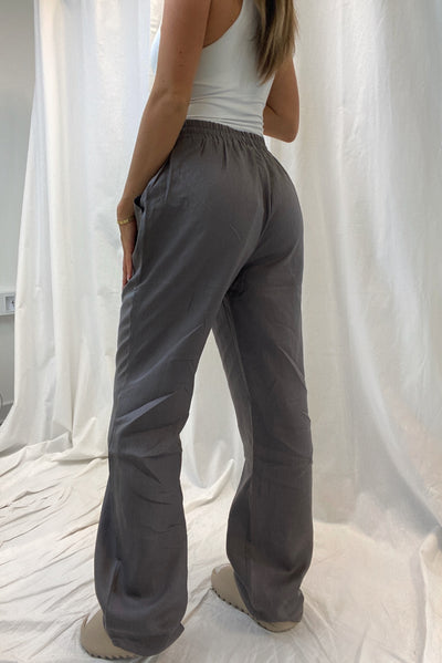 Space gray linen trousers