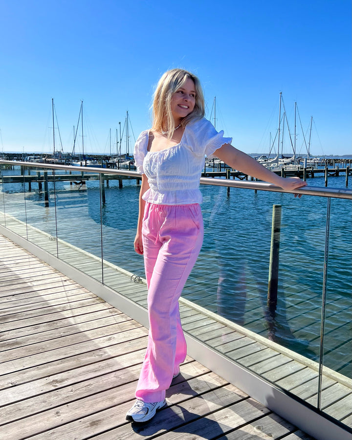 Linen pants pink